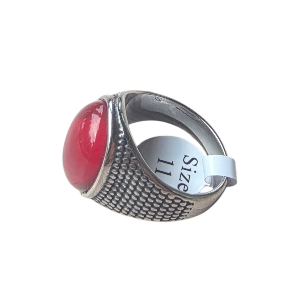 New Stainless Steel Men's Ring With Rws Srone Size 11 - Picture 3 of 5